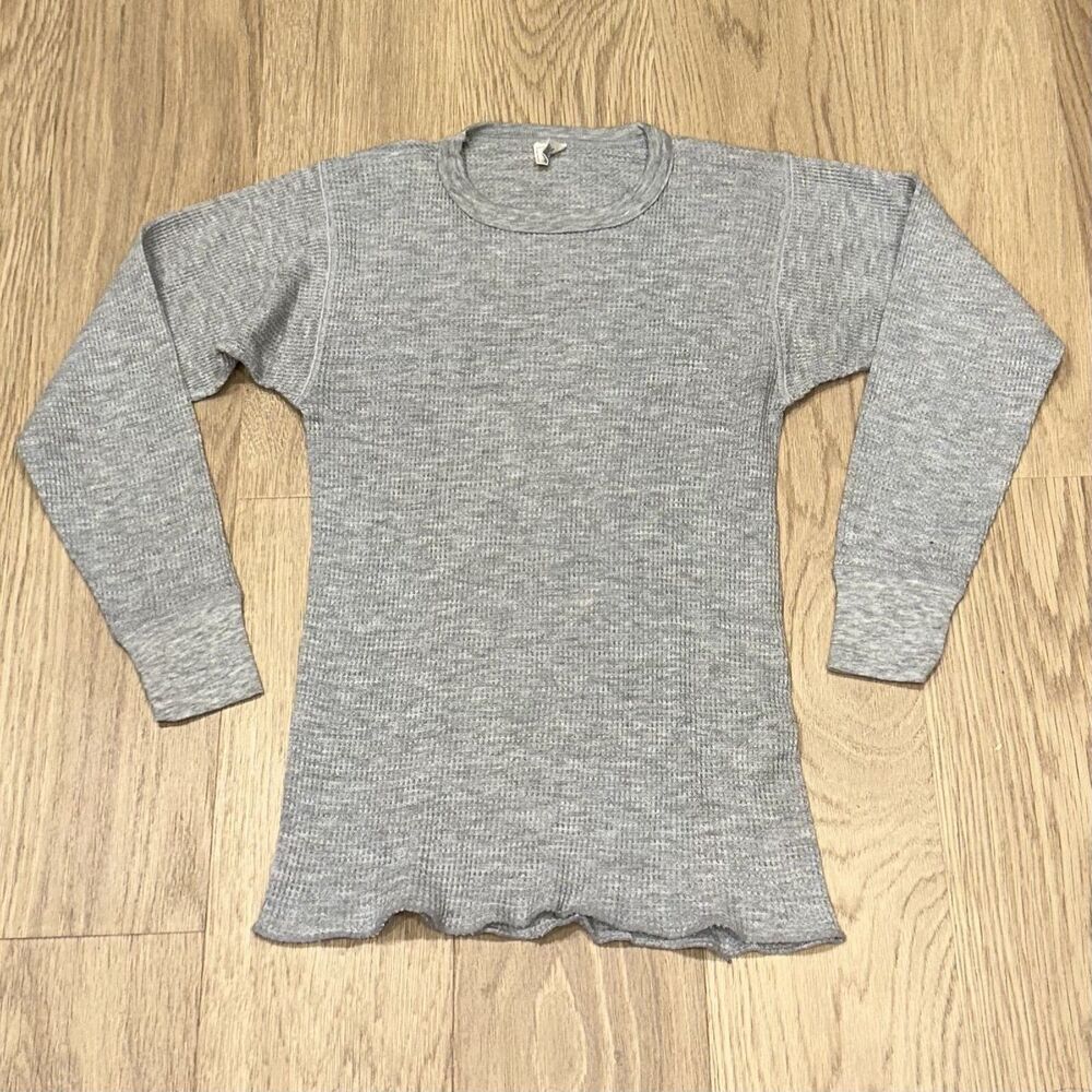 Vintage JE Morgan Long Johns Gray Thermal Waffle Mens Medium (Fits Small) FLAW